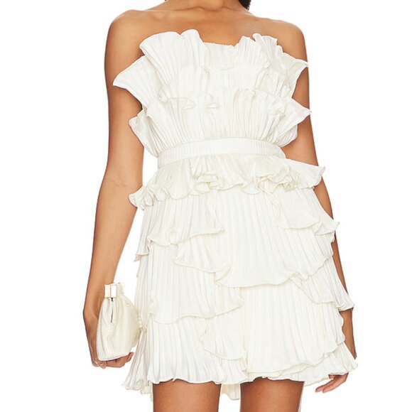 AMUR Reed Pleated Shell Mini Dress - Ivory - Picture 1 of 5